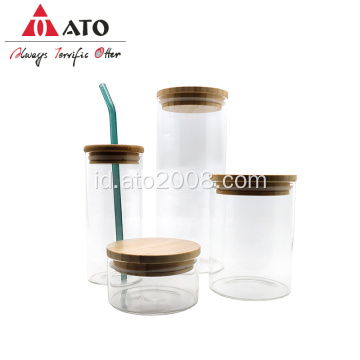 ATO Borosilicate Water Glass dengan kaca penyimpanan tutup